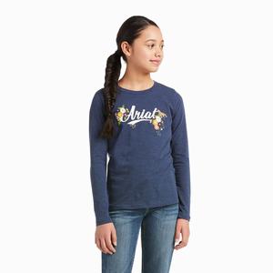 Kids' Ariat Flora Fauna Logo Riding Pants Navy | IYOJ-07264