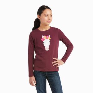 Kids' Ariat Flower Crown Riding Pants Burgundy | IQAX-31960