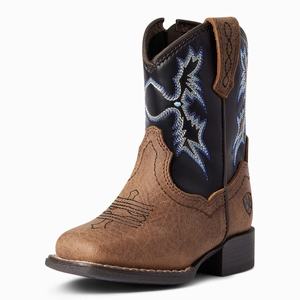 Kids' Ariat Lil' Stompers Warren Western Boots Brown | FXQU-07213