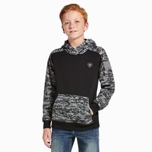 Kids' Ariat Patriot Hoodie Black Camo | QXHN-40952
