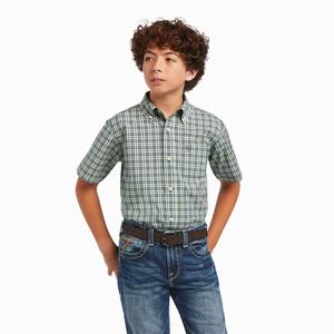 Kids' Ariat Pro Series Barrett Classic Fit Shirts Green | RSTA-56394