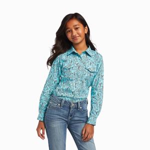 Kids' Ariat REAL Bucking Bronc Shirts Green | NGTL-87035