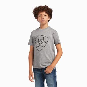 Kids' Ariat Rope Shield Polo Shirts Grey | LQAK-62594