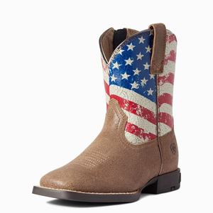 Kids' Ariat Stars and Stripes Western Boots Brown | JMVP-64053