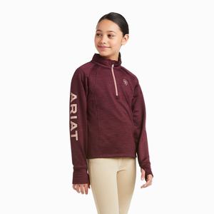 Kids' Ariat Tek Team 1/2 Zip Hoodie Burgundy | RFSK-52049