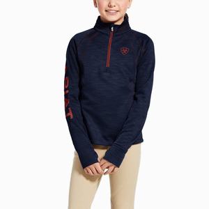 Kids' Ariat Tek Team 1/2 Zip Hoodie Navy | XKUQ-39261