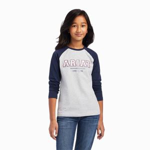 Kids' Ariat Varsity Polo Shirts Navy / Grey | MNAW-07298