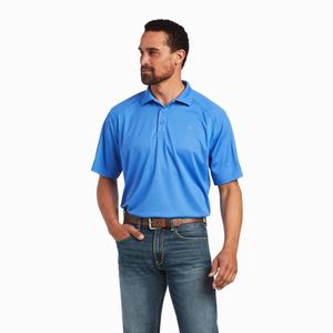 Men's Ariat AC Polo Shirts Blue | EVMG-23791