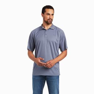 Men's Ariat AC Polo Shirts Grey | HVRI-87091