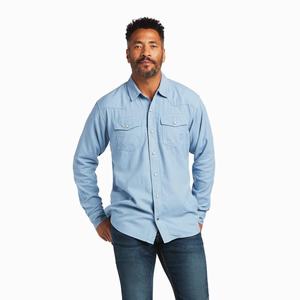 Men's Ariat Ace Retro Fit Shirts Blue Grey | STYV-52634