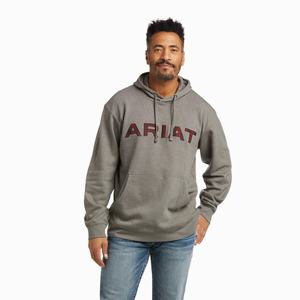 Men's Ariat Basic Hoodie Grey Red | RYHL-92538