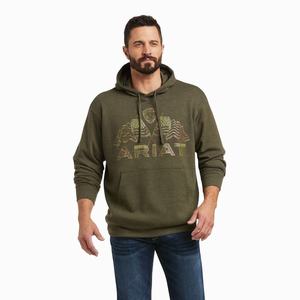 Men's Ariat Basic Hoodie Olive | ZGMY-82794