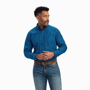 Men's Ariat Beasley Classic Fit Shirts Blue | DNVU-94826