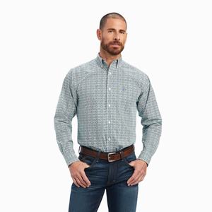 Men's Ariat Berwick Fitted Shirts White | ZFVR-07125