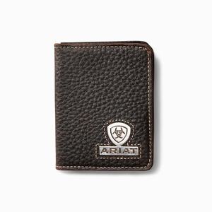 Men's Ariat Bifold Stacked Logo Wallets Brown | QFIS-26043