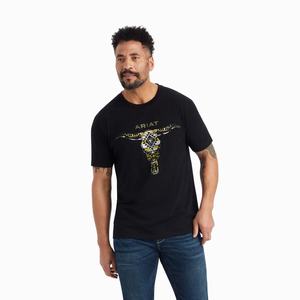 Men's Ariat Blanket Skull Polo Shirts Black | DBTV-81430