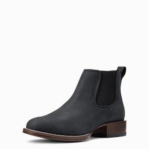 Men's Ariat Booker Ultra Round Toe Dress Boots Black | CHGM-48932