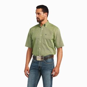 Men's Ariat Branson Stretch Classic Fit Shirts Green | RAKI-58473