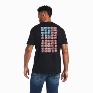 Men's Ariat Buckle Flag Polo Shirts Black | XCFB-08472