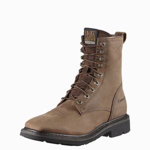 Men's Ariat Cascade 8" Wide Square Toe Work Boots Brown | ZKVB-83695