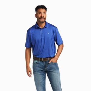 Men's Ariat Charger 2.0 Polo Shirts Blue | UCDA-92031