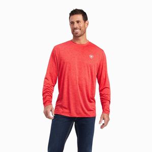 Men's Ariat Charger 93 Liberty Polo Shirts Red | FWPT-31256