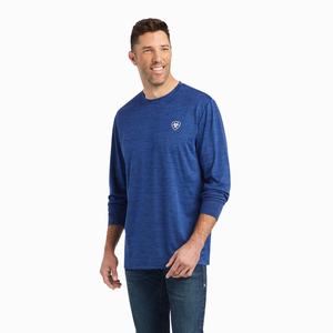 Men's Ariat Charger 93 Liberty Polo Shirts Blue | QINO-62039