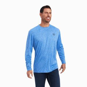 Men's Ariat Charger Land of the Free Polo Shirts Blue | UMEV-47508