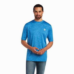Men's Ariat Charger Vertical Flag Polo Shirts Blue | NEPX-52607