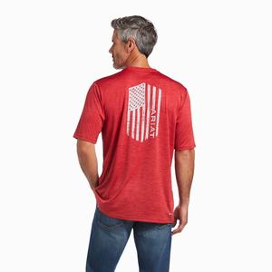 Men's Ariat Charger Vertical Flag Polo Shirts Multicolor | SCKG-57924