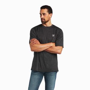Men's Ariat Charger Vertical Flag Polo Shirts Grey | UVIO-76249