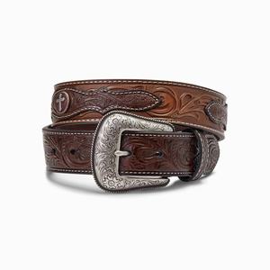 Men's Ariat Cross Medallion Belts Brown | VCWZ-16792
