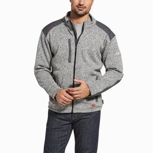 Men's Ariat FR Caldwell Full Zip Shirts Grey | MHKG-74830
