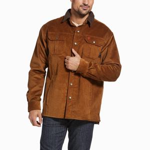 Men's Ariat FR DuraStretch Sherpa-lined Corduroy Jackets Brown | EORY-68547