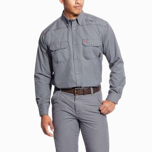 Men's Ariat FR Featherlight Shirts Grey | ZAMX-20368