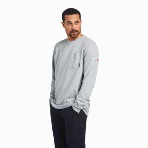 Men's Ariat FR Max Protect Inherent Shirts Grey | PKIO-21639