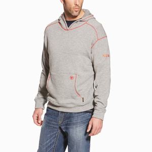 Men's Ariat FR Polartec Hoodie Grey | HQBE-86127
