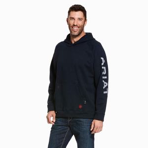 Men's Ariat FR Primo Fleece Logo Hoodie Navy | UAJS-05129