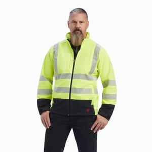 Men's Ariat FR Vernon Hi-Vis Softshell Jackets Yellow | PSNQ-79281