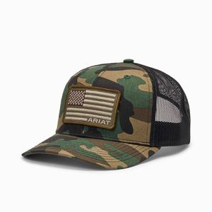 Men's Ariat Flag Patch Hats Camo | ZQTK-91285