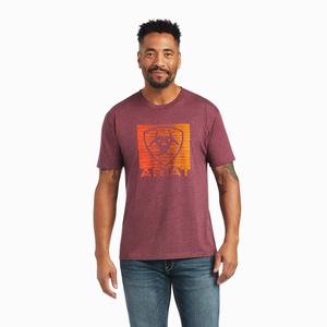 Men's Ariat Gradient Polo Shirts Burgundy | MRTH-60785