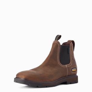 Men's Ariat Groundbreaker Chelsea Wide Square Toe Waterproof Waterproof Boots Dark Brown | ZAKO-19082