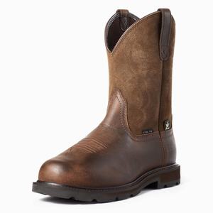 Men's Ariat Groundbreaker MetGuard Steel Toe Work Boots Brown | EIKF-58293