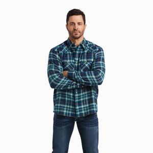 Men's Ariat Hastings Retro Fit Shirts Turquoise | SOLF-69024
