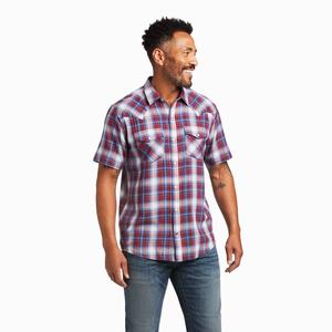 Men's Ariat Hollis Retro Fit Shirts Dark Red | RWCK-24715