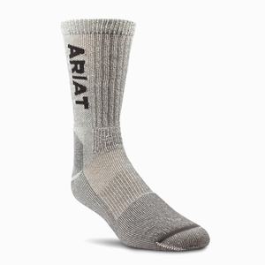 Men's Ariat Lightweight Merino Wool Blend Steel Toe Socks Brown | FPBT-09526