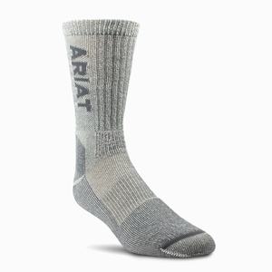 Men's Ariat Lightweight Merino Wool Blend Steel Toe Socks Grey | FRWJ-91058