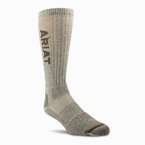 Men's Ariat Lightweight Merino Wool Blend Mid Calf Steel Toe 2 Pair Pack Socks Black | NIUV-78412