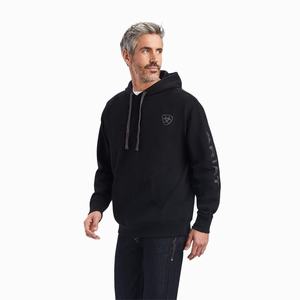 Men's Ariat Logo Hoodie Black | WAIQ-24837