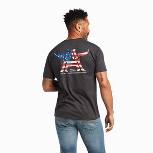 Men's Ariat Longhorn Polo Shirts Grey | IQYV-45832